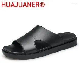 Slippers Mans Genuine Leather Men's Summer Shoes Casual Beach Slipper Outdoor Male Home Flip Flops Soft Breathable Luxury