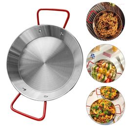 Dinnerware Sets Stainless Steel Round Plates With Handle 22cm Snack Dessert Salad Serving Dish For Dinner Camping Outdoor Tableware Chafing