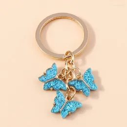 Keychains Cute Colourful Butterfly Keychain Flying Animals Key Chains For Women Girls Handbag Pendants Keyrings DIY Jewellery Accessories