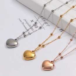 Kashi Korean 3d Love Colored Gold Necklace 18k Versatile Collar Chain Heart Shaped for Women
