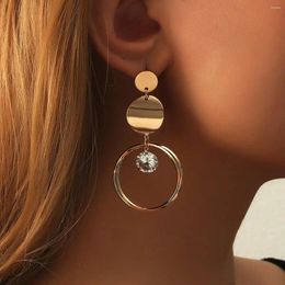 Dangle Earrings 2 Pieces Of Gold-color Alloy Circular Pendant Simple And Elegant High-end Women's Fashion Vacation Tourism