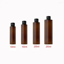 Storage Bottles Refillable Empty 100ml 150ml 200ml 250ml Cosmetic Amber PET Plastic Bottle Shampoo Lotion Cream Skin Care Flip Cap