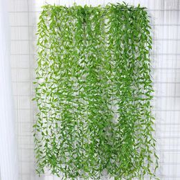 Decorative Flowers 100cm Willow Leaves Vines Home Room Decor Hanging Artificial Plant Plastic Leaf Grass Wedding Party Wall Balcony