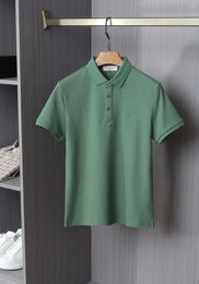 Men's Polos 2024DIKU Shirt Silk Men 2024 Summer Short Sleeve Breathable Thin Embroidery Quality Big Size S-2XL