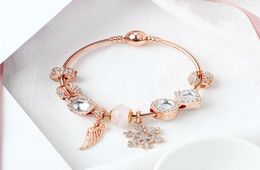 Whole2019 New Rose Gold Life Tree Pandor Jewelry Charm Pendant Bracelet Rose gold interwoven love Bead Bracelet with logo8751758