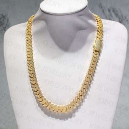 Luxury Hip Hop Jewellery Gold Plated 12mm Prong Setting 925 Silver Vvs Moissanite Cuban Link Chain Necklace