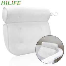 Pillow HILIFE Bath Pillow With Suction Cups For Neck and Back Support 3D Mesh Breathable Bathroom Supply Spa Bathtub Head Rest Pillows