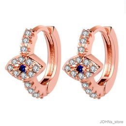 Dangle Chandelier Hot Sale Evil Eye Female Circle Huggie Earring Rose Gold Silver Colour Crystal Tiny Small Stud Earrings for Women Jewellery Brincos