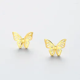 Stud Earrings Butterfly For Women 925 Sterling Silver Temperament Simple Personality Cute Sweet Student Jewelry Gift