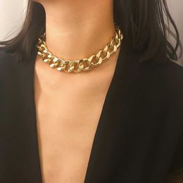 Strands Punk Miami Cuban Necklace Statement Hip Hop Big Head Aluminium Gold Thick Chain Necklace Womens Jewellery 240424