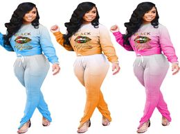 Active Wear Womens Set Zipper Up Sweatshirts Zipper Slit Flare Pants Suit Sport Tracksuit Two Piece Set Outfits set0395298940