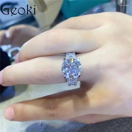Cluster Rings Silver 925 Original 5 Brilliant Cut Real Diamond Test Past D Color Moissanite Cow Head Ring For Teen Girl Gemstone Jewelry