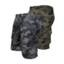 Men's Shorts Mens military cargo shorts casual loose drawstring camouflage tactical shorts mens HikSports shorts J240426