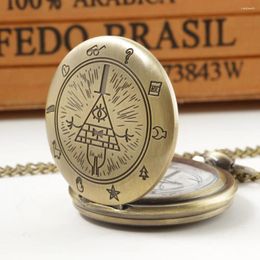 Pocket Watches Triangle Pyramid Eye Pattern Quartz Watch Necklace Chain Men Fob Gifts CF1321