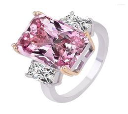 Wedding Rings Square Pink Luxury Female White Stone Ring Fashion Jewellery Crystal Promise Engagement For Women7342752