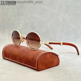 Sonnenbrille 2024 Ovale Sonnenbrille für Frauen Luxus Retro -Sonnenbrille für Männer Vintage Holzmodbrille Lentes de Sol Mujer Lunette Soleil für Frauen Q240425
