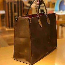 Bag female 2022 new old flower onthe shopping bag large capacity Mommy bag go leather Colour matching double-sided portable252M