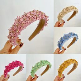 Party Supplies Elegant Fabric Flower Headband For Women Wide Hairband Korean Hairhoop Dropship