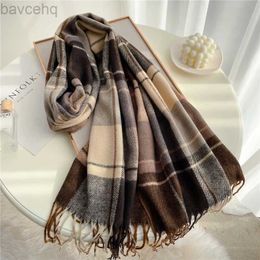 Shawls Thick Warm Winter Scarf Design Print Women Cashmere Pashmina Shawl Lady Wrap Tassel Scarves Knitted Men Foulard Blanket d240426