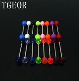 Whole 100pcs 15g Tongue Ring Mixed Colours Plain Ball Uv Acrylic Piercing Tongue Barbell 9006094