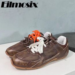 Casual Shoes 2024 Runway Flat Heels Fashion Brand Trendy Women Old-Made Running Retro Lace Up Sneakers
