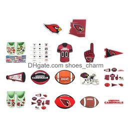 Shoe Parts & Accessories Rugby Football Basketball And Other Sports Pattern Charm For Cro C Jibbit Bubble Slides Sandals Pvc Decoratio Otscd