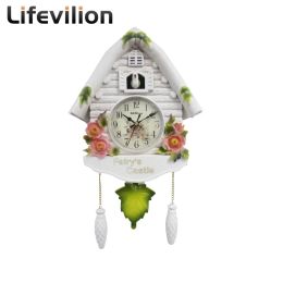 Clocks Cuckoo Clock Wall Clock Bird House Day Time Hourly Alarm Clocks Nordic Pendulum Wall Watch Decorations for Kids Home Living Room