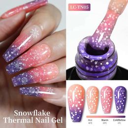 Nail Polish LILYCUTE 7ML Snowflake Thermal Gel Nail Polish Winter Snow Temperature Color Changing Soak Off UV Semi-permanent Nail Art Design Y240425