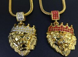 Nuovi arrivi Arrivi di alta qualità Hop Gold Oro Black Eyes Lion Head Men Necklace Necklace King Crown Out Fashion Jewelry Gift Anima1892699