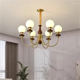 Chandeliers French Retro Living Room Chandelier Metal Arm Glass Ball Lampshade European Classic Ceiling For Dining Kitchen