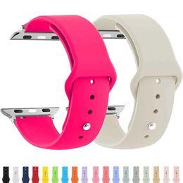 Watch Bands Watch strap 40mm 44mm 49mm 45mm 41mm 38mm 42mm silicone strap bracelet iWatch series Se 9 8 7 6 5 3 Ultra 2 strap 240424