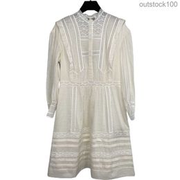 Original 1to1 Buurberlyes Designer Clothes Beige Pure Cotton Lace Dress for Spring/summer Women Original 9750 High Quality Plaid Dress with Original Logo