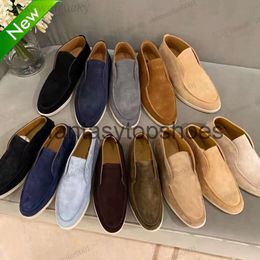 Loro Piano LP casual embellished summer shoe Charms shoes Walk suede loafers shoes Beige Genuine leather comfort slip on flats mens women Luxury Designer flat Dress W