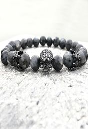 Men Skull Charm Bracelets India Labradorite 8mm Natural Stone Light Beads European Buddha Bracelet For Men Handmade Bracelets6593940