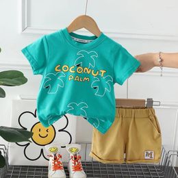 Clothing Sets Kids Summer 2024 Baby Boy Clothes 9 To 12 Months Coconut Tree Printed Short Sleeve T-shirts And Shorts Children's