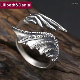 Cluster Rings Demon Wing Ring Real 925 Sterling Silver Men Women Fashion Fine Jewelry Engagement Adjustable Gift 2024 R16