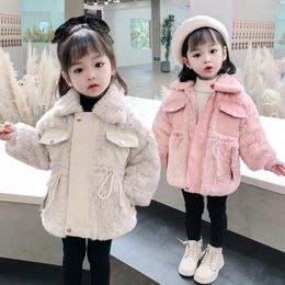 Down Coat Kids Artificial Fur Warm Coats Winter Children Jackets For Girls Outerwear Clothes Waist Trench