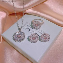 Wedding Jewelry Sets 925 Sterling Silver High Quality Fashion Snow Flower White Zircon Set Birthday Party Gifts H240426