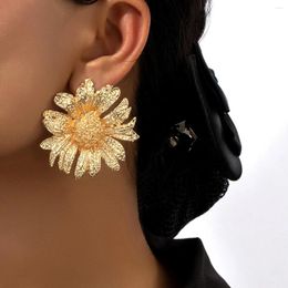 Stud Earrings HUANZHI Large Sunflower Flower Alloy For Women Girls Plant Trend Exaggerated Heavy Party Jewelry 2024 Summer