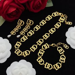 2024 Luxury design High Quality Popular Jewellery Women's Jewellery Bridal Jewellery Diamond Splice Letter Jewellery Set