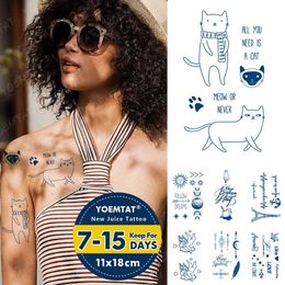 Tattoo Transfer Juice Ink Lasting Waterproof Temporary Tattoo Sticker Cute Cat Animal Cupid Feather Flash Tattoos Kid Body Art Fake Tatto Small 240426