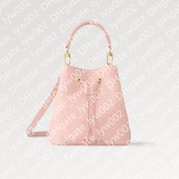 Explosion new Women's Neonoe BB M47038 Opal Pink 2 compartments Large interior central zipped pocket embossed cowhide leather compact bucket bag supple feel luxury
