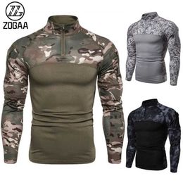 Tactical T-shirts ZOGAA Mens Tactical Camo Sports Shirt 240426