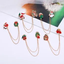 Brooches Christmas Brooch Chain Snowman Pin Badge Gloves Socks Crutches Bells Wreaths Tree Gift Cloth Decoration