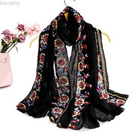 Shawls A womens fashionable embroidered soft edged thin scarf shawl d240426