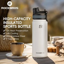 ROCKBROS 1L Thermal Water Bottle Sports Water Bottle Non Slip 304 Stainless Steel Cold And Thermo Cup Cycling Hiking Equip 240416