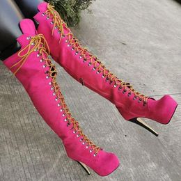 Boots SHOFOO Shoes Elegant Fashionable Women's Suede About 14.5cm High Heel Over-the-knee Boots.
