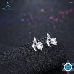 Stud Earrings Ann&Snow 925 Sterling Silver Moon And Star Shape Crystals Women Fashion Jewelry