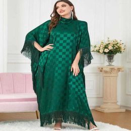 New designer Abayas For Women Dubai Muslim Fashion Tassel Batwing Sleeve Plaid Long Dress Moroccan Kaftan Womens Jalabiya Ramadan