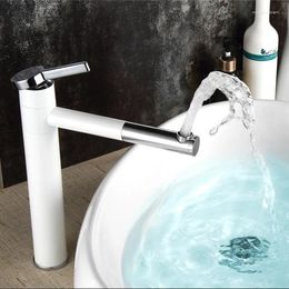 Bathroom Sink Faucets Basin Faucet 360 Degree Rotating White And Black Chrome-plated One-hand